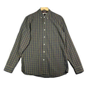 Goodthreads Shirt Mens Size M Green/Blue Check Button Up Cotton Long Sleeve